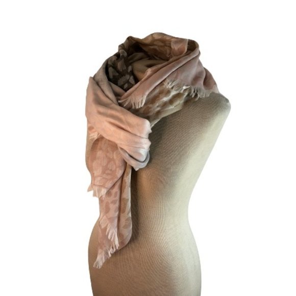 Ombre Accessories - Ombre Animal Print Scarf Wrap Pink Tan Gray